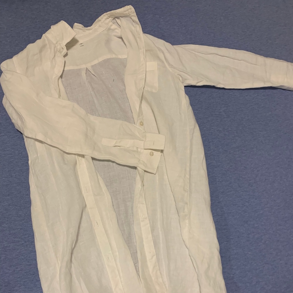 MUJI White Linen Long-sleeve Shirt
